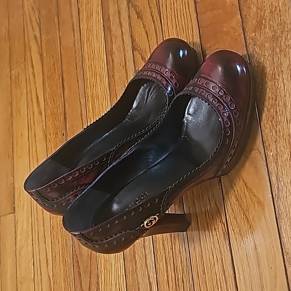 Gucci Two Tone Brogue Leather Platform Pumps 38.5 - Picture 5 of 16